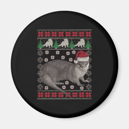 オッター醜いクリスマススススススウェット動物の休日クリスマス マグネット (正面)