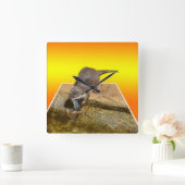 オッター食べの美味しい魚ポップアウトアートウォールクロック スクエア壁時計 (ホーム)