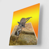 オッター食べの美味しい魚ポップアウトアートウォールクロック スクエア壁時計 (傾斜)