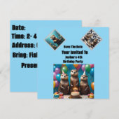 オッタ三つ子の誕生日パーティー,パーティの招待状, セーブザデート (正面/裏面)