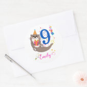 オッタ誕生日ガールパーティーカラフルバルーンテーマ ラウンドシール (封筒)