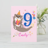 オッタ誕生日ガールパーティーカラフルバルーンテーマ 招待状 (スタンド正面)