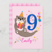 オッタ誕生日ガールパーティーカラフルバルーンテーマ 招待状 (正面/裏面)