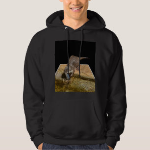 オッタ食べーの魚、メンズブラックスウェットシャツ パーカ