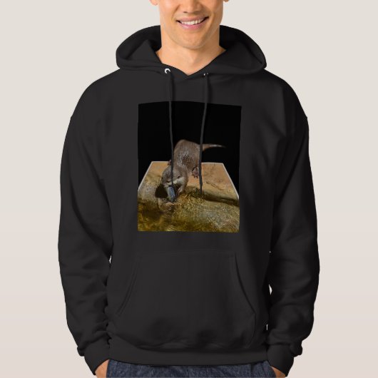 オッタ食べーの魚、メンズブラックスウェットシャツ パーカ (正面)