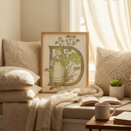 オッティリア・アデルボルグのヴィンテージ・フラワーレターDポスター ポスター