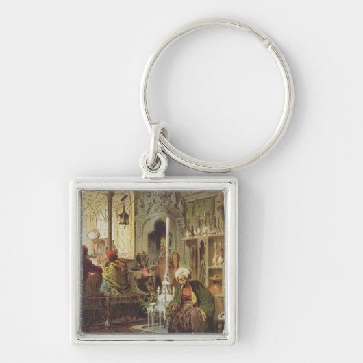 オットマンの喫茶店1862年(色のlitho) キーホルダー (正面)