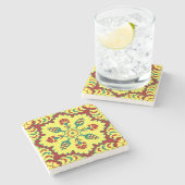 オットマンの赤および黄色のトルコのチューリップパターン ストーンコースター (横)