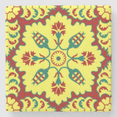 オットマンの赤および黄色のトルコのチューリップパターン ストーンコースター (正面)