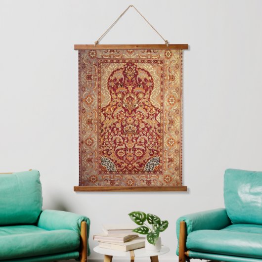 オットマンコートカーペット16世紀後半のプリント 吊り下げ型タペストリー (リビング)