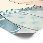 オットマンタイルのお茶の女性 – 柔らかい青の流れ ポスター (コーナー)