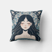 オットマンタイルガール – セレーンブルーフローラオーラ クッション (裏面)