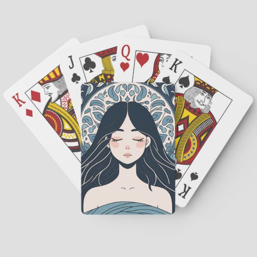 オットマンタイルガール – セレーンブルーフローラオーラ トランプ (裏面)