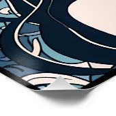 オットマンタイルガール – セレーンブルーフローラオーラ ポスター (コーナー)