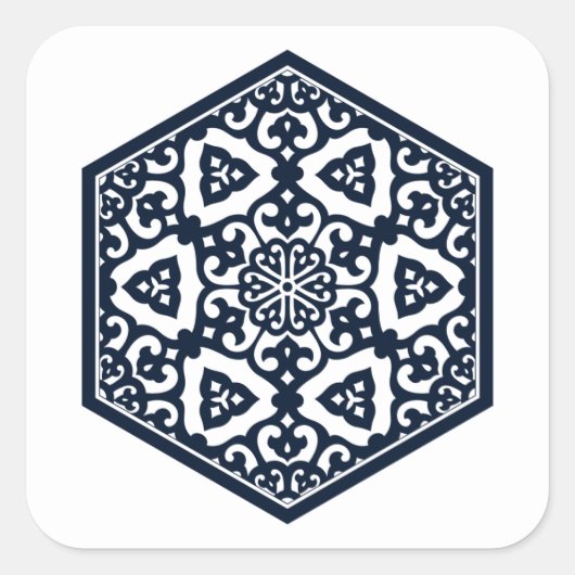 オットマンパターン6ステッカー正方形 スクエアシール (正面)