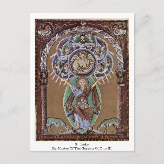 オットー三世の福音書の修士による聖ルーク。 ポストカード (正面)