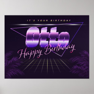 オットー名Vorname lila retroポスターGeburtstag ポスター