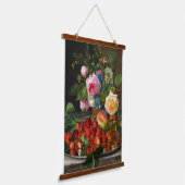 オットー・オッテセンによる静物画「バラとイチゴ」 吊り下げ型タペストリー (傾斜あり)