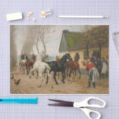 オットー・バッヒ |旅館の外の馬の列 薄葉紙 (クラフト)