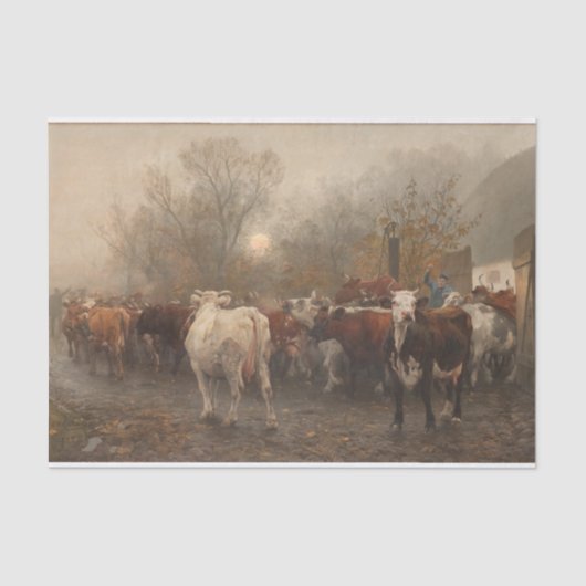 オットー・バッヒ 牛が納屋から追い出される| 薄葉紙 (正面)