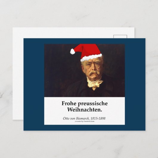 オットー・フォン・ビスマルク - 喜ばしいプロイセンのクリスマス ポストカード (正面/裏面)