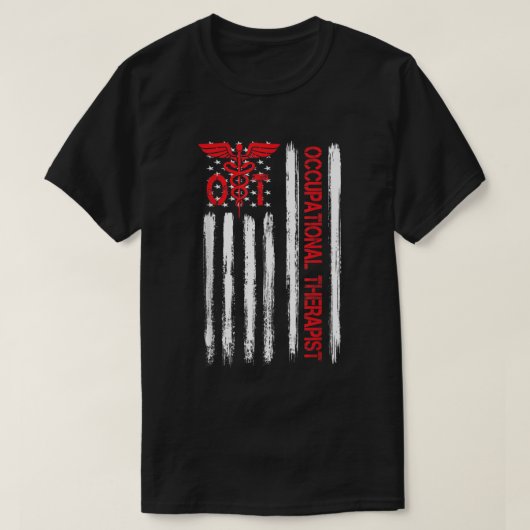 オット職業セラピーアメリカンフラッグセラピストモ Tシャツ (デザイン正面)