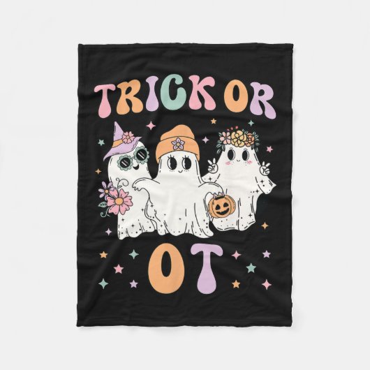 オット職業セラピーセラピストハロウィンゴ フリースブランケット (正面)