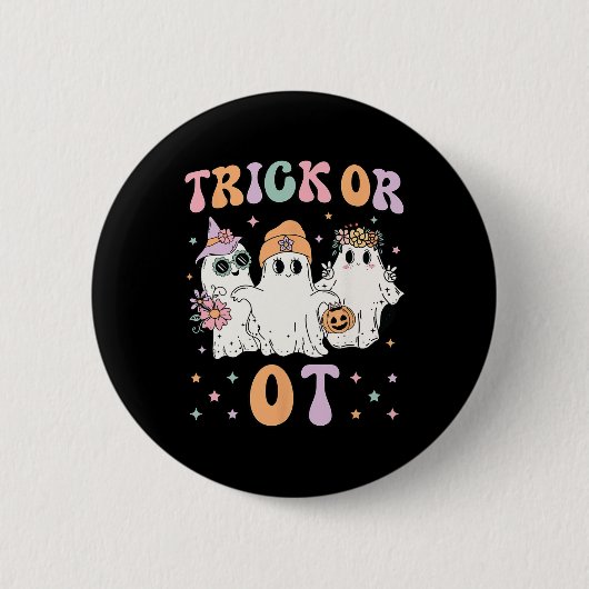 オット職業セラピーセラピストハロウィンゴ 缶バッジ (正面)