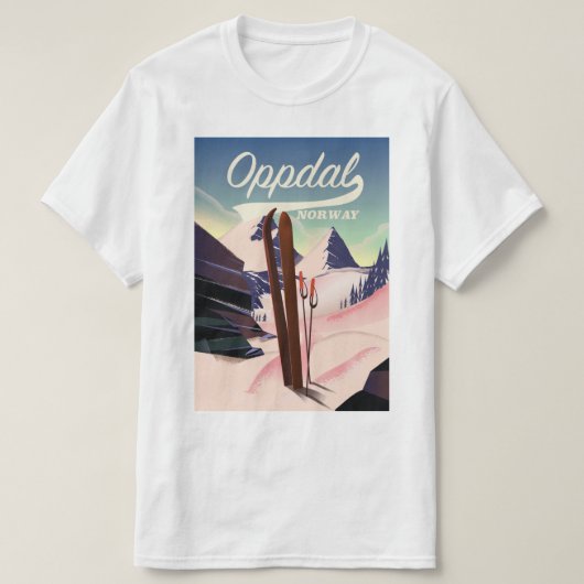 オップダール ノルウェー スキーポスター Tシャツ (デザイン正面)