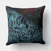 オップレシーブルー、赤い正方形の黒のツイスト効果 クッション (裏面)