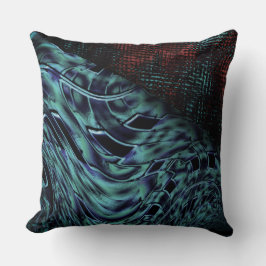 オップレシーブルー、赤い正方形の黒のツイスト効果 クッション