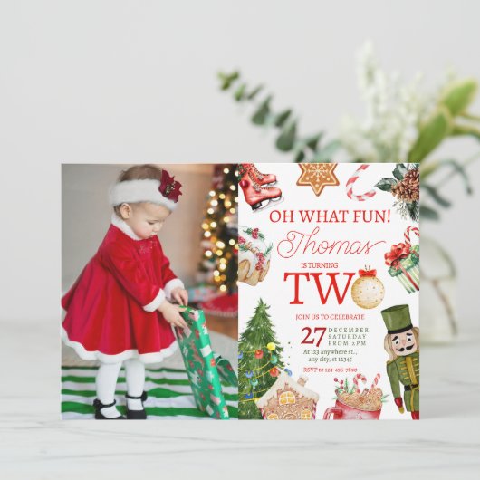 オッホーおもしろいクリスマスウィンターセクード誕生日 招待状 (スタンド正面)