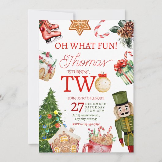 オッホーおもしろいクリスマスウィンターセクード誕生日 招待状 (正面)