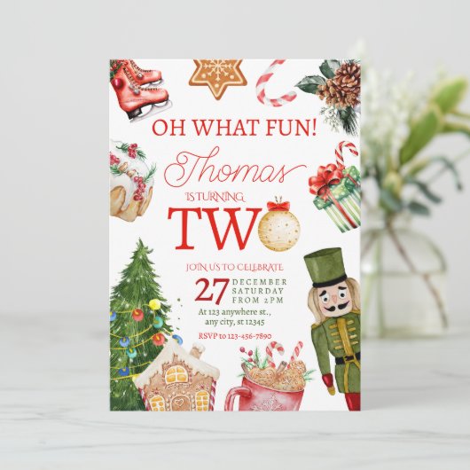 オッホーおもしろいクリスマスウィンターセクード誕生日 招待状 (スタンド正面)