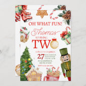 オッホーおもしろいクリスマスウィンターセクード誕生日 招待状 (正面/裏面)