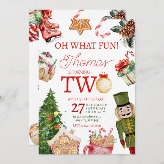 オッホーおもしろいクリスマスウィンターセクード誕生日 招待状 (正面/裏面)