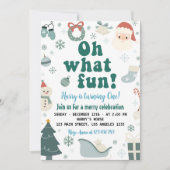 オッホーおもしろいクリスマスサンタファースト誕生日 招待状 (正面)