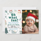 オッホーおもしろいクリスマスサンタファースト誕生日 招待状 (正面)