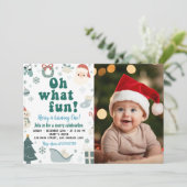 オッホーおもしろいクリスマスサンタファースト誕生日 招待状 (スタンド正面)