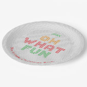 オッホーおもしろいクリスマスセータータイポグラフィ ペーパープレート (アングル)