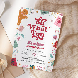 オッホーおもしろいクリスマスピンク誕生日 招待状