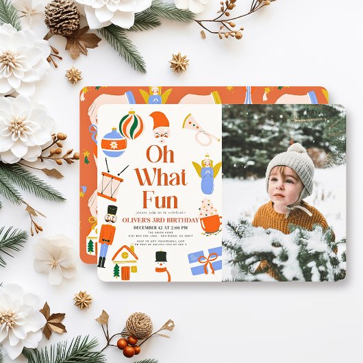 オッホーおもしろいクリスマスホリデーキッズ誕生日 招待状
