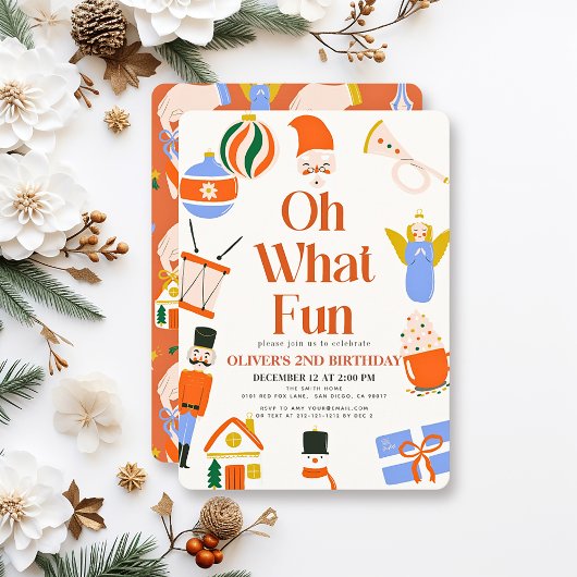 オッホーおもしろいクリスマスホリデーキッズ誕生日 招待状