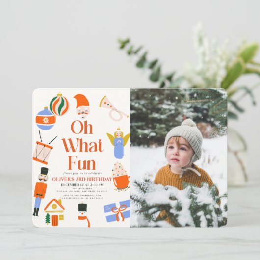 オッホーおもしろいクリスマスホリデーキッズ誕生日 招待状 (スタンド正面)