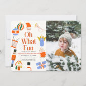 オッホーおもしろいクリスマスホリデーキッズ誕生日 招待状 (正面)