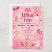 オッホーおもしろいピンククリスマス誕生日招待状 招待状 (正面)
