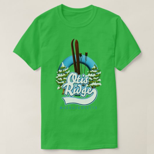 オティスリッジマサチューセッツ州スキー Tシャツ (デザイン正面)