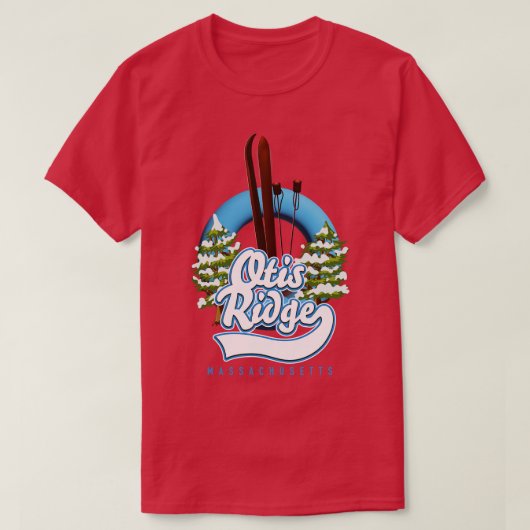 オティスリッジマサチューセッツ州スキー Tシャツ (デザイン正面)