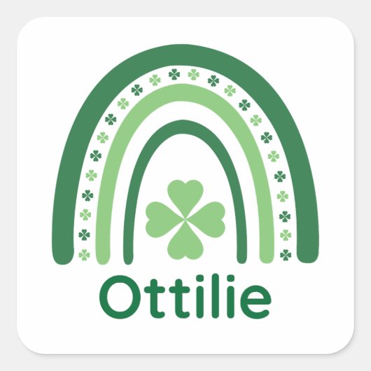 オティリーネームクローバーボホーレインボー スクエアシール (正面)