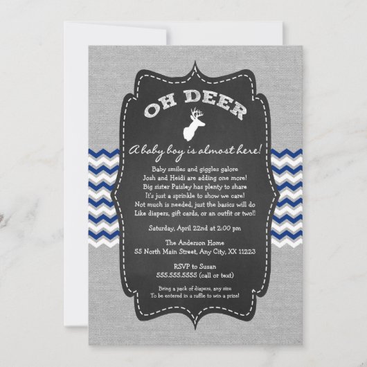 オディアバックベビースプリンクルネービーグレイホワイト 招待状 (正面)